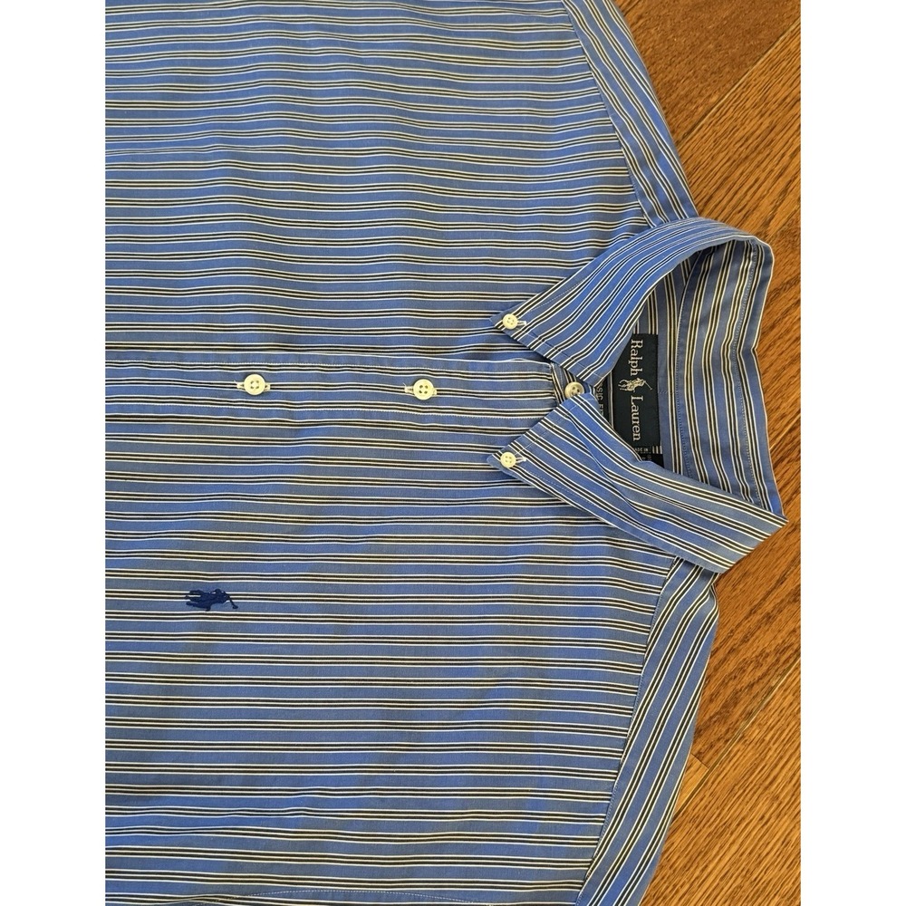 Polo Ralph Lauren Button Down Classic Shirt Blue Stripe Navy Pony Vnt 18 XXL